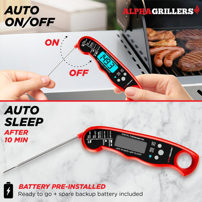 Alpha Grillers meat thermometer – instant read digital cooking thermometer for grilling