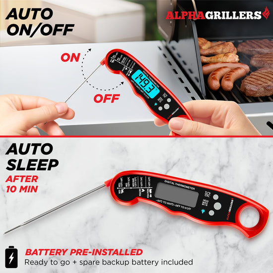 Alpha Grillers meat thermometer – instant read digital cooking thermometer for grilling