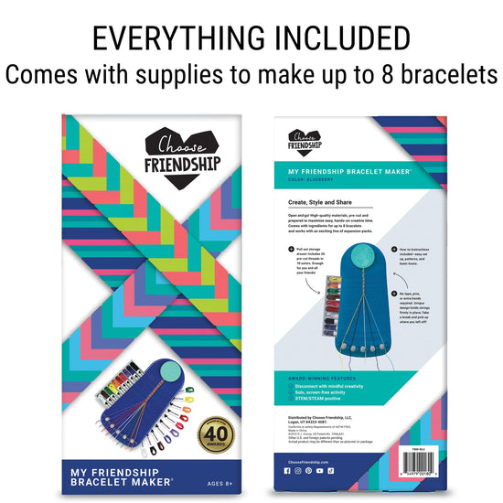 Choose Friendship, My Friendship Bracelet Maker® — Craft kit with 20 pre-cut threads for 8 bracelets