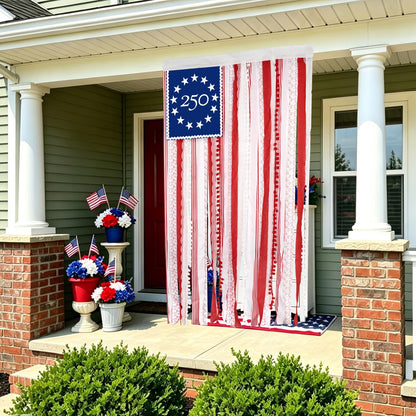 4th of July Decorations 4 x 2.3 Ft Rag American Flag Banner Memorial Day Patriotic Decor Fourth of July Independence Day Supplies 250th Anniversary Accessories for Indoor Outdoor Yard