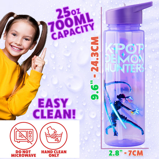 KPop Huntrix water bottle - 25oz leak proof with straw lid for girls