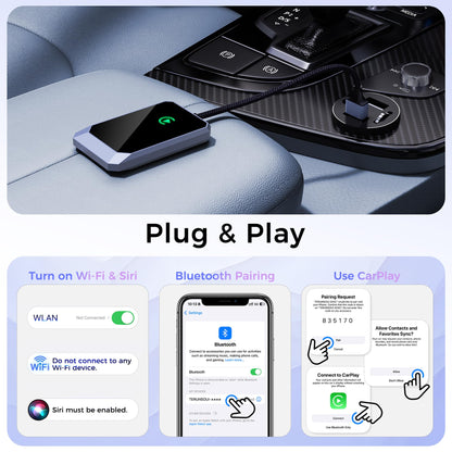 TERUNSOUl wireless carPlay adapter — convert wired to wireless with easy setup