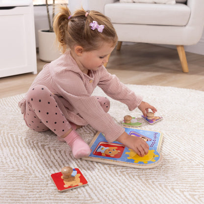 Melissa & Doug® Ms. Rachel™ wooden peek-a-boo jumbo peg puzzle with mirror