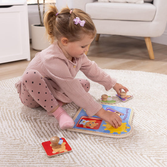 Melissa & Doug® Ms. Rachel™ wooden peek-a-boo jumbo peg puzzle with mirror
