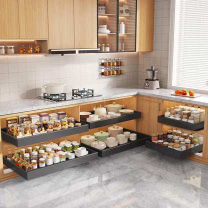Seinloes pull out cabinet organizer - Adhesive slide out drawer for kitchen storage racks