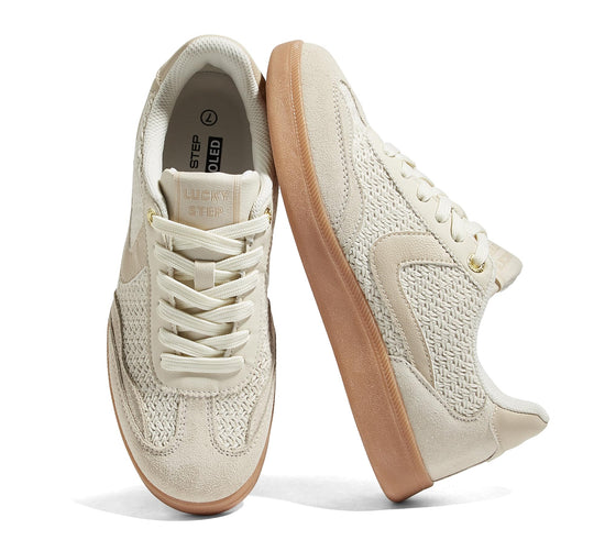 Lucky Step women's retro sneakers — classic casual walking shoes with non-slip comfort