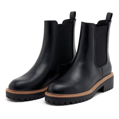 vodvob women's chelsea boots - fashion slip on ankle booties with chunky block heel