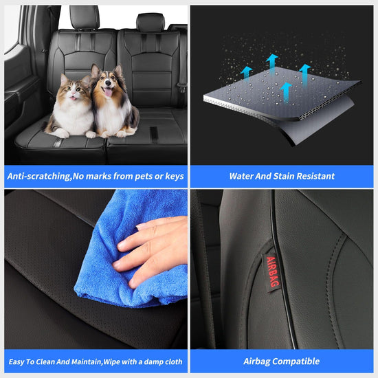 coverdream F150 seat covers - waterproof leather protection for 2015-2020 Ford F150 and 2017-2022 F250/F350 Crew Cab