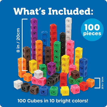 Learning Resources MathLink cubes — set of 100 math manipulatives for kids 5+
