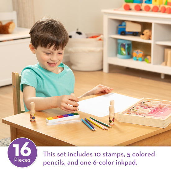 Melissa & Doug Deluxe Happy Handle Stamp Set - Fun stamp set for creative play
