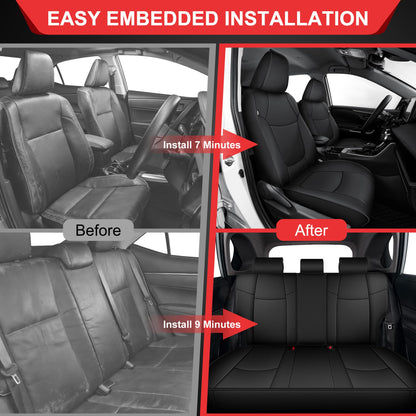 TTX lighting seat covers - custom fit waterproof black faux leather for Toyota RAV4 2019-2025