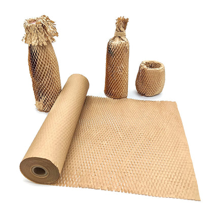 Honeycomb packing paper — recyclable alternative to bubble wrap for shipping and moving supplies