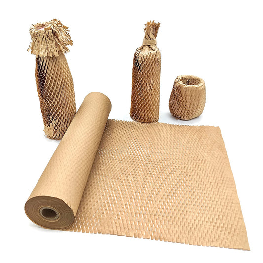 Honeycomb packing paper — recyclable alternative to bubble wrap for shipping and moving supplies