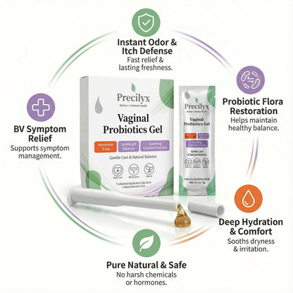 Precilyx Vaginal Probiotics Intimate Care Gel for Women with Boric Acid Odor Control,Itch Relief & pH Balance Hormone-Free | BV & Yeast Infection Care | Dryness Moisturizer,7 Pre-Filled Applicators