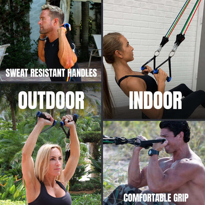 Exercise band — Patented resistance band set with snap reduction tech and accessories