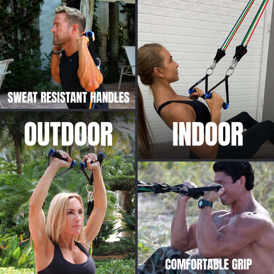 Exercise band — Patented resistance band set with snap reduction tech and accessories