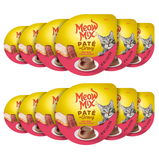Meow Mix pate in gravy cat food — 2.75 ounce cups