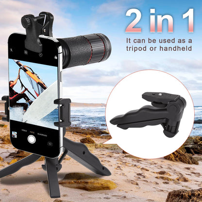 Camera lenses — 32X telephoto lens with adjustable tripod and universal clip