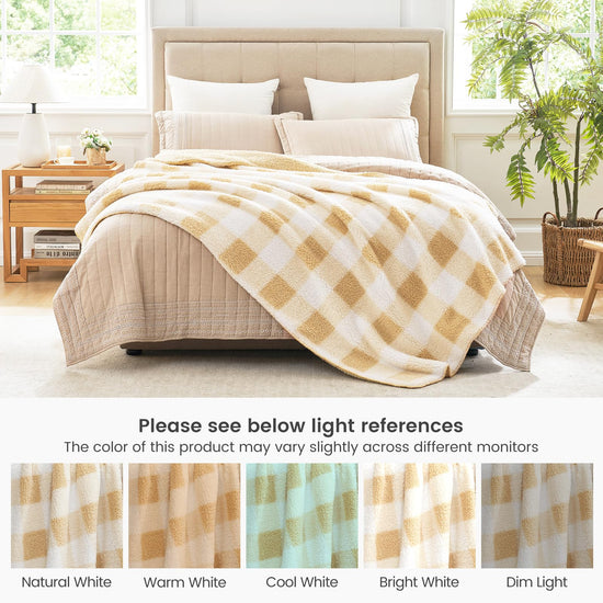Cozy Bliss reversible double sided sherpa blanket - buffalo plaid design