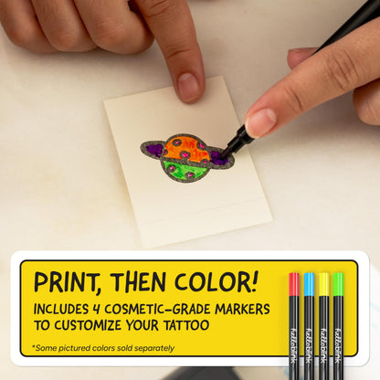 Temporary tattoo printer — ink-free thermal printing with app-based design
