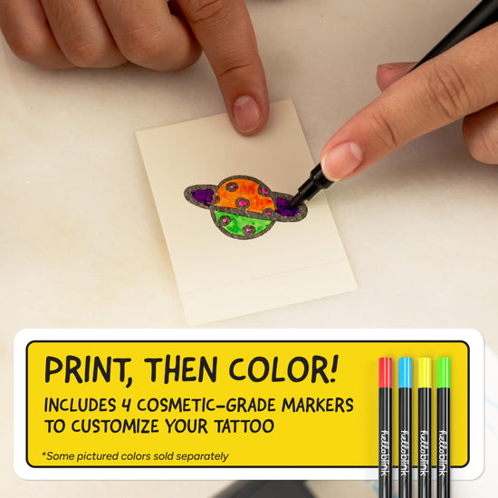 Temporary tattoo printer — ink-free thermal printing with app-based design