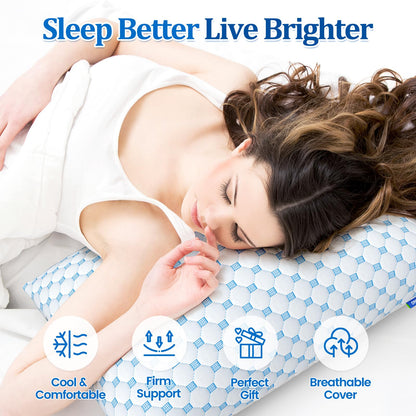 Cooling bed pillows — Shredded memory foam with adjustable height and washable case
