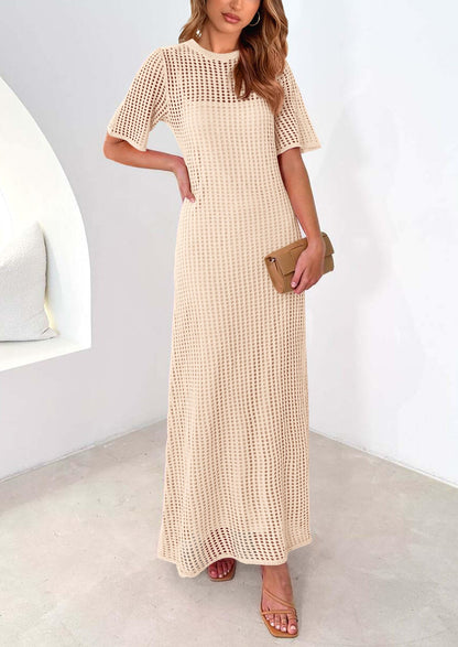 PRETTYGARDEN dress — Eyelet cover up with hollow out design for summer