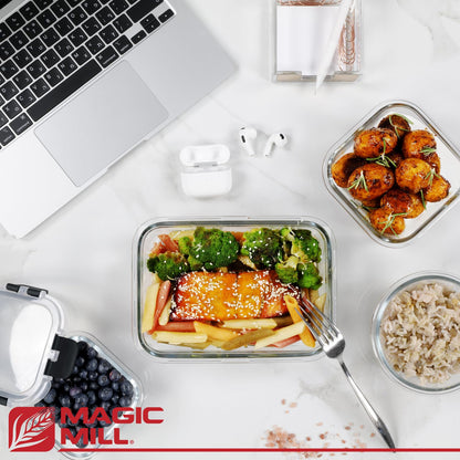 Magic Mill Glass Storage Containers with Lids Set | Ultimate 24pc Set with BPA-Free Airtight Locking Lids for Lunch