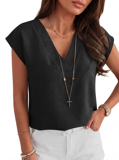 Shirt — Cap sleeve v neck design for business or casual wear