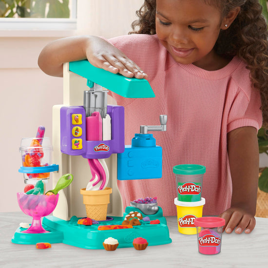 Play-Doh ice cream playset with pretend kitchen accessories for kids 3 and up