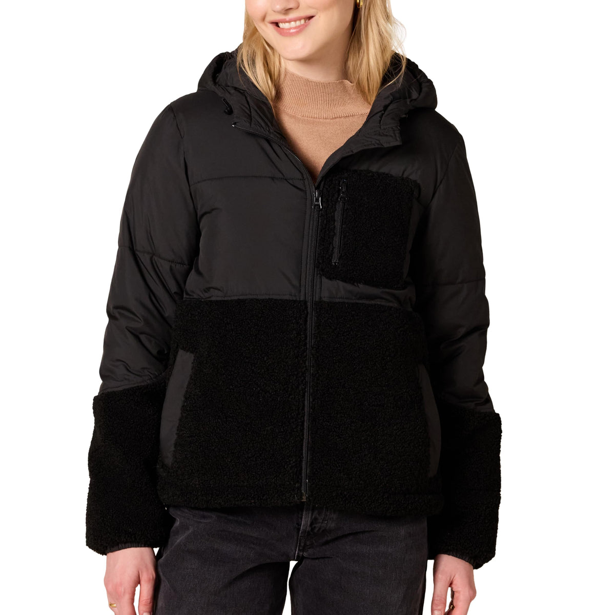 Amazon Essentials outerwear - women's full-zip sherpa fleece hooded puffer jacketAmazon Essentials outerwear - women's full-zip sherpa fleece jacket