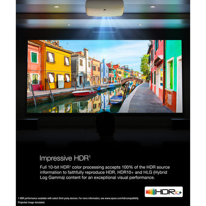 Epson video projector — 4K pro-UHD with HDR and 2,500 lumens brightness