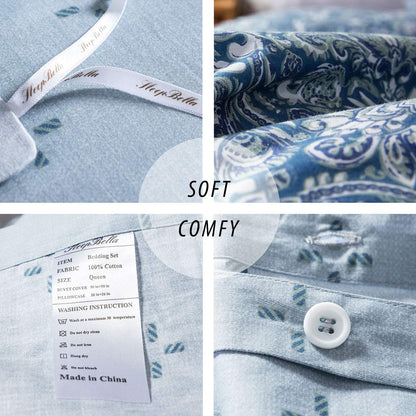 BED_LINEN_SET — SLEEPBELLA reversible cotton duvet cover set in blue and white
