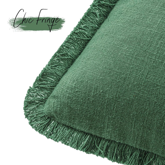 Decorative pillow cover — Set of 2 linen fringe with tassels for boho style decor