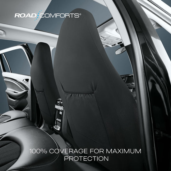 Road Comforts vehicle seat cover — Gray diamond jacquard fabric, airbag compatible