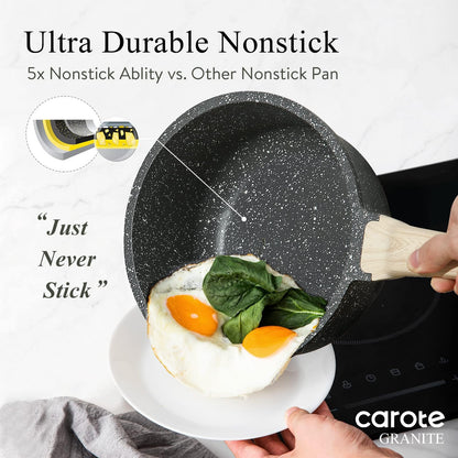 CAROTE cooking pot set — Nonstick with pour spout and induction compatible