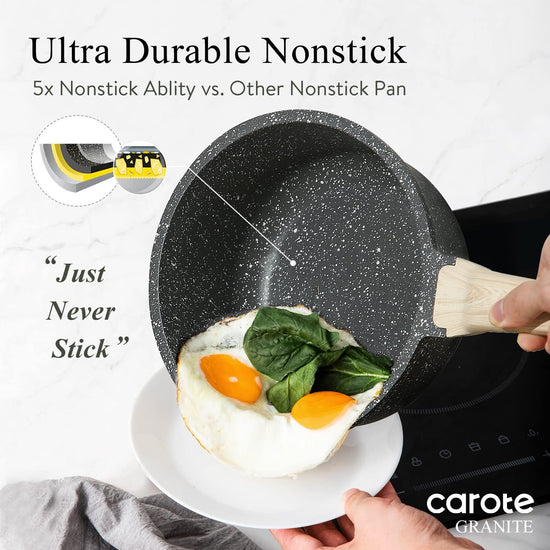 CAROTE cooking pot set — Nonstick with pour spout and induction compatible
