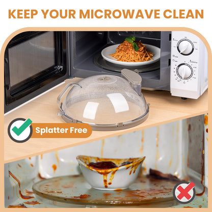 Microwave splatter cover - upgraded with water steamer and integrated handle