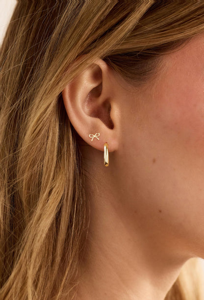 Rotnso gold hoop earrings set — 14K gold plated chunky hypoallergenic earrings with cubic zirconia dangle studs