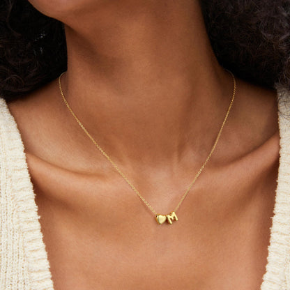 M MOOHAM heart initial necklace - 14K gold-plated tiny heart design for girls