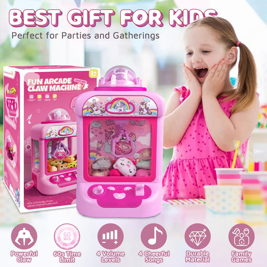 Marlrin claw machine with sound and 20 mini plush toys for kids