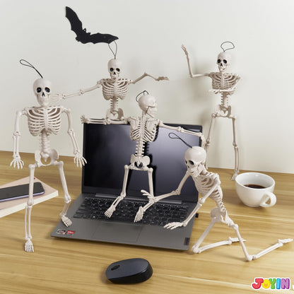 JOYIN sculpture — posable Halloween skeleton decor, 16 inches, 5 pieces set