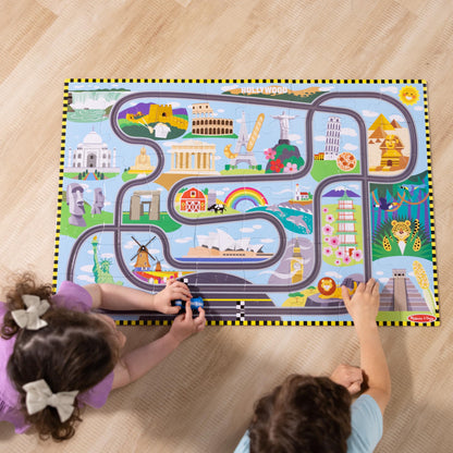 Melissa & Doug puzzles — Race around the world tracks with wind-up vehicles