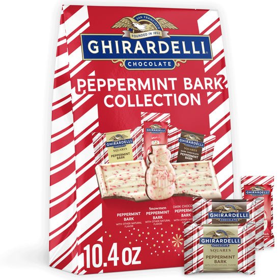 Ghirardelli chocolate candy — Peppermint bark and milk chocolate with pistachio fillingGhirardelli chocolate candy — Peppermint bark and milk chocolate with pistachio filling