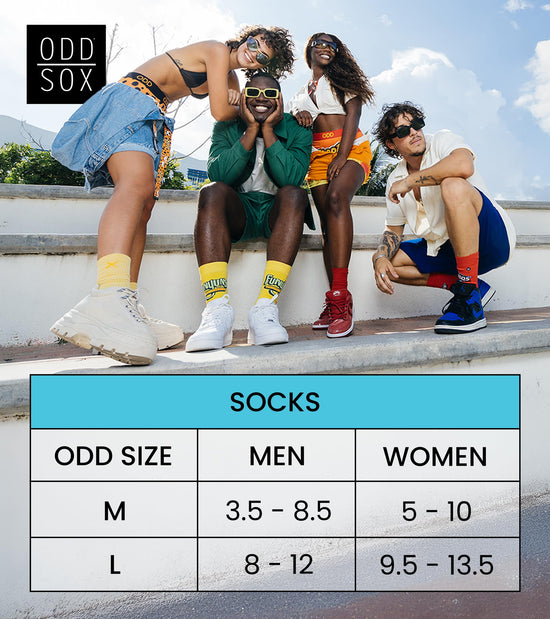 Crazy Socks snack food value bundle - 8-pack novelty crew socks gift set large sizes for men and women, soft and comfortable.