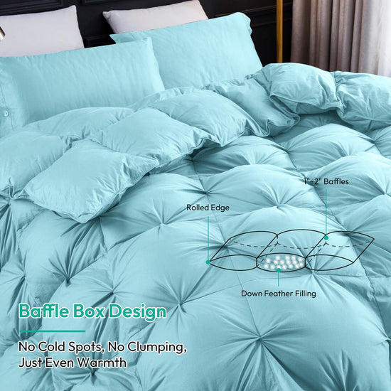 King size duvet insert — 750+ fill power, 1200TC cotton, gray comforter with tabs