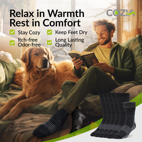Cozia merino wool socks — warm thermal socks for men and women