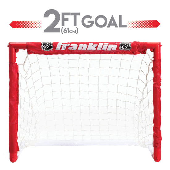 Franklin Sports - NHL kids folding hockey goals set - adjustable youth and knee sticks