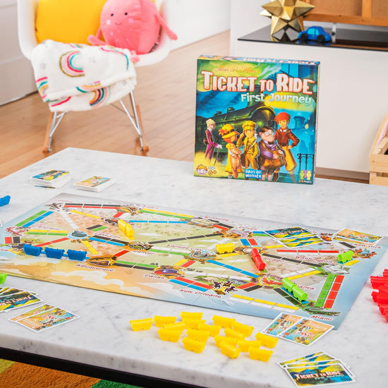 Ticket to Ride First Journey board game - fun train game for kids aged 6+