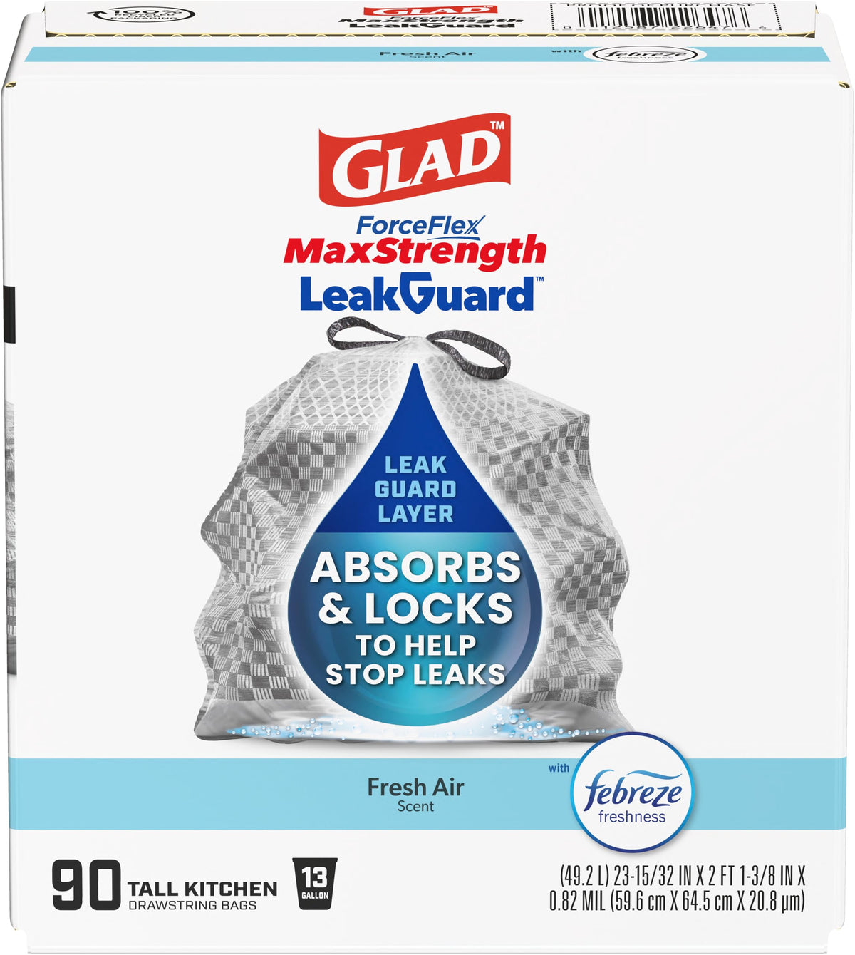 Waste bag — Glad ForceFlex MaxStrength leakGuard with lemon scent, 90 count
